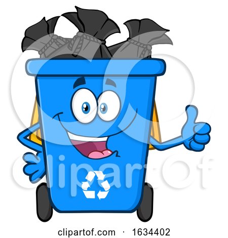 Blue Recycle Bin Mascot Character Giving a Thumb up by Hit Toon