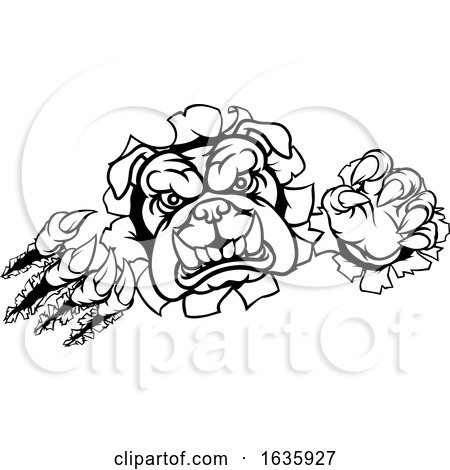 Bulldog Sports Mascot Tearing Through Background by AtStockIllustration