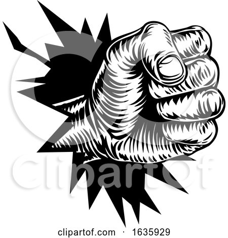 Fist Hand Breaking Background or Wall by AtStockIllustration