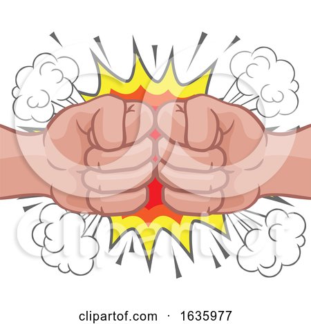 Fist Bump Explosion Hands Punch Cartoon by AtStockIllustration #1635977