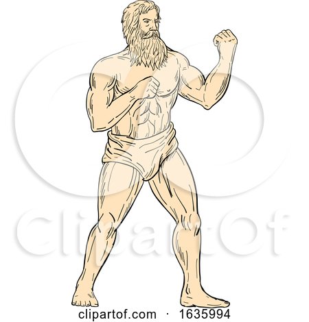 Hercules in Boxer Fighting Stance Drawing Color by patrimonio