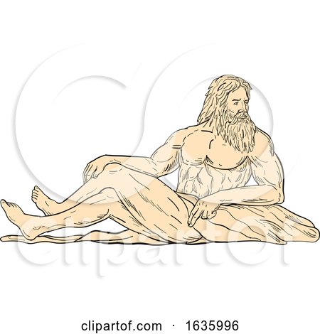 Hercules Reclining Looking to Side Drawing by patrimonio