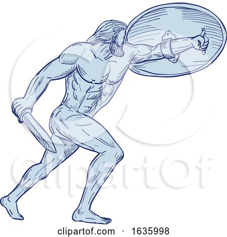Hercules with Shield and Sword Drawing by patrimonio