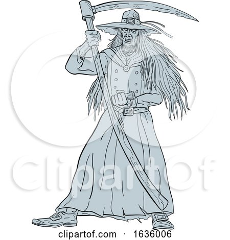 Ankou Henchman of Death with Scythe Drawing by patrimonio