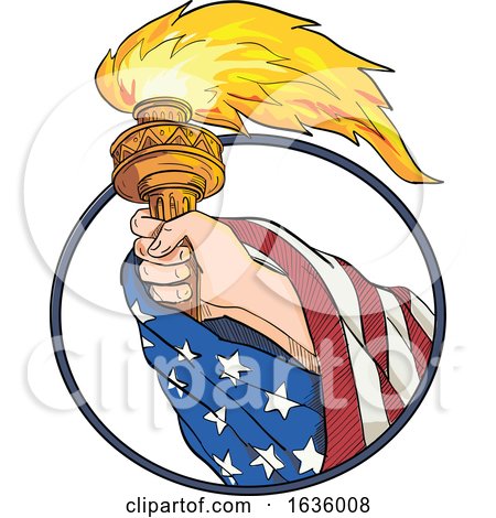 Hand Holding Liberty Torch Drawing Color by patrimonio