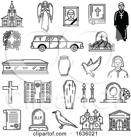 Black and White Death and Religion Icons by Vector Tradition SM