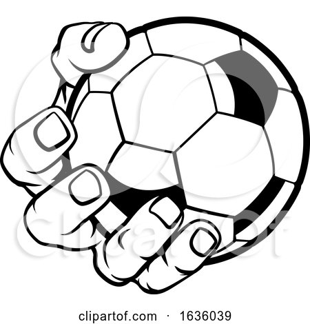 Hand Holding Soccer Ball by AtStockIllustration