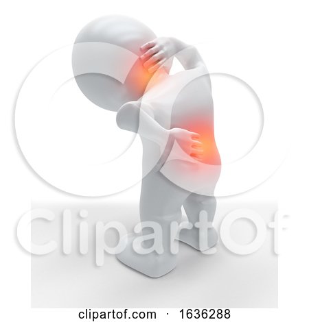 3D Figure Holding His Back and Neck in Pain by KJ Pargeter