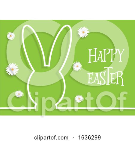 Easter Background with Bunny Outline and Daisies by KJ Pargeter
