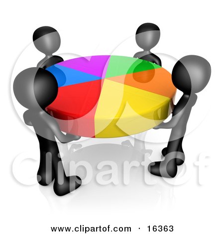 Group Of Four Black People Holding A Colorful Pie Chart  Posters, Art Prints