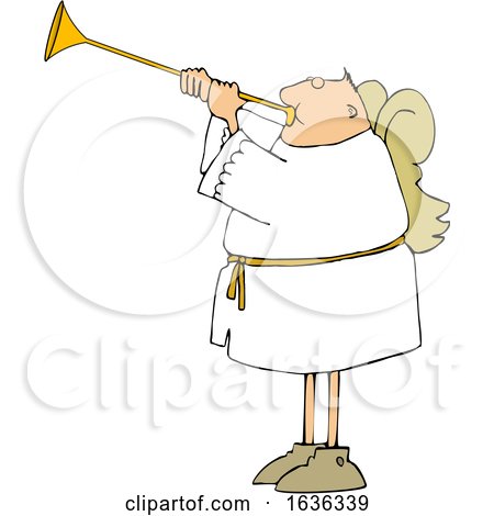 Cartoon White Male Angel Playing a Trumpet by djart