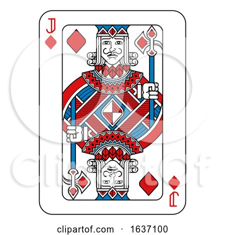Playing Card Jack of Diamonds Red Blue and Black by AtStockIllustration