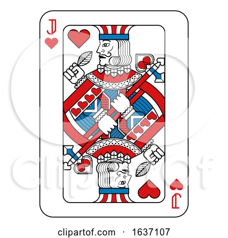 Playing Card Jack of Hearts Red Blue and Black by AtStockIllustration