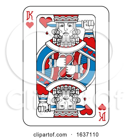 Playing Card King of Hearts Red Blue and Black by AtStockIllustration