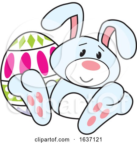 Blue Easter Bunny with an Egg by Johnny Sajem