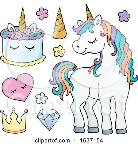 Cute Unicorn Party Theme Icons by visekart