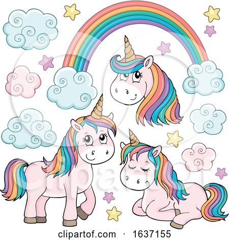 Unicorns Clouds and a Rainbow by visekart