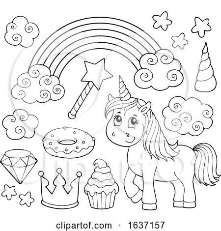 Black and White Unicorn Party Theme Icons by visekart