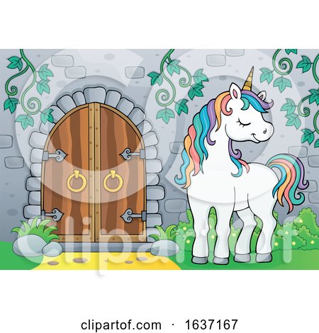 Unicorn by a Castle Door by visekart