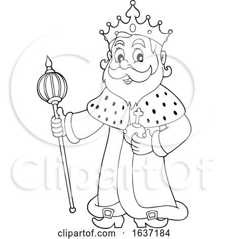 Black and White King Holding a Scepter by visekart
