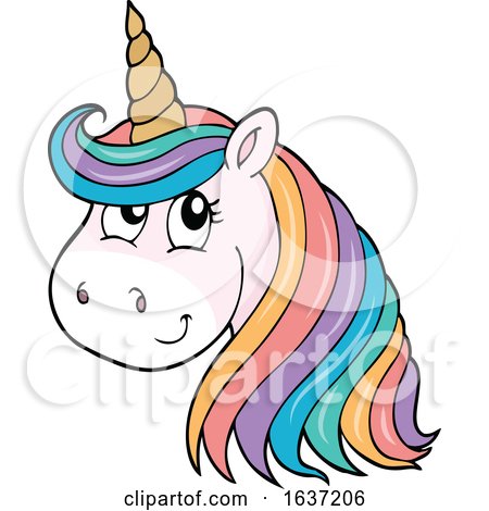 Cute Unicorn Head with Rainbow Hair by visekart