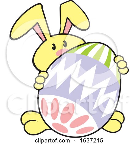 Cartoon Yellow Easter Bunny with a Giant Egg by Johnny Sajem