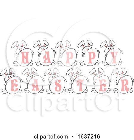 Bunny Rabbits with Eggs Spelling Happy Easter by Johnny Sajem