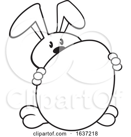 Cartoon Black and White Bunny with a Giant Easter Egg by Johnny Sajem