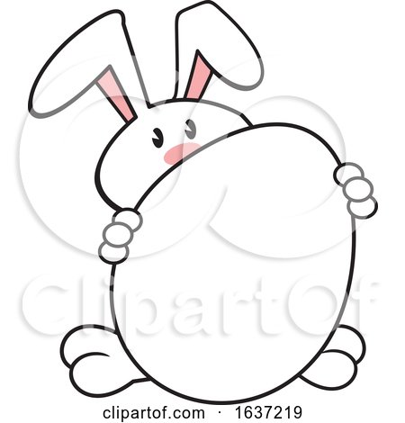 Cartoon White Bunny with a Giant Easter Egg by Johnny Sajem
