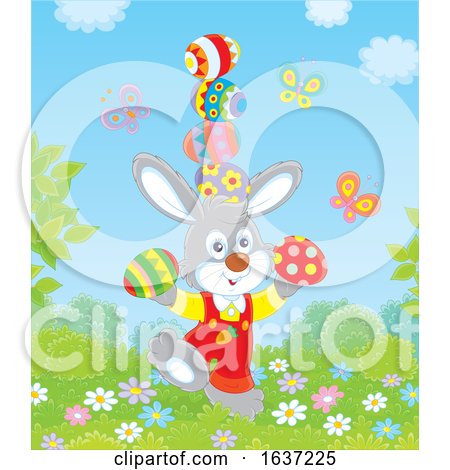 Easter Bunny Balancing Easter Eggs by Alex Bannykh