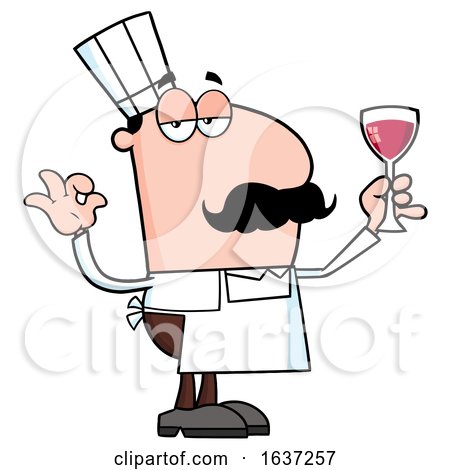 Pleased Pizza Chef Man With a Glass of Wine by Hit Toon