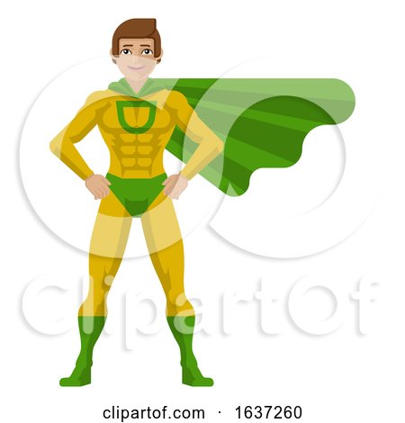 Superhero Man Cartoon by AtStockIllustration