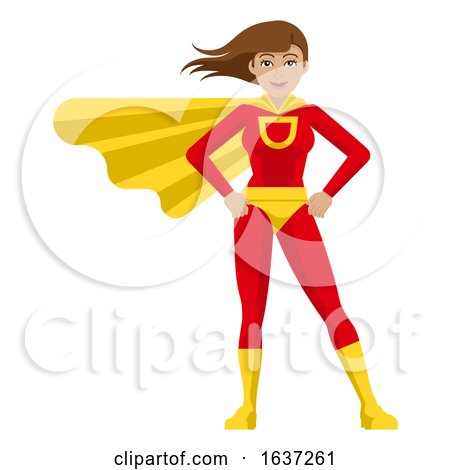 Superhero Woman Cartoon by AtStockIllustration
