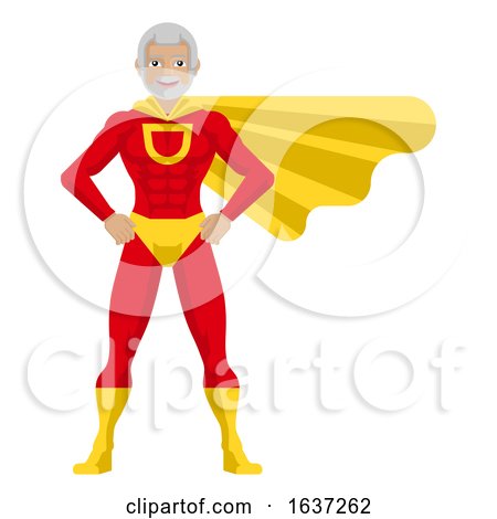 Superhero Mature Man Cartoon by AtStockIllustration