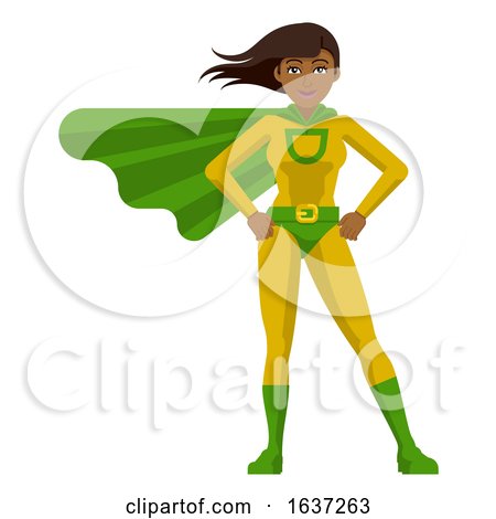 Asian Super Hero Woman Cartoon by AtStockIllustration