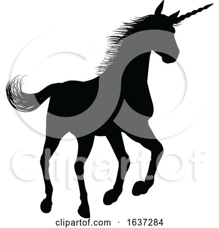 Unicorn Silhouette Horned Horse by AtStockIllustration