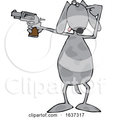 Cartoon Dog Shooting a Gun by djart