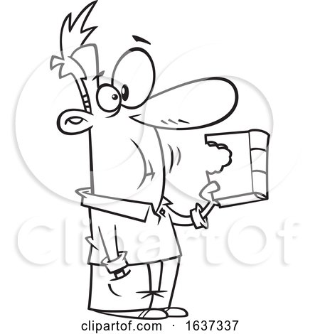 Cartoon Black and White Man Eating a Book by toonaday