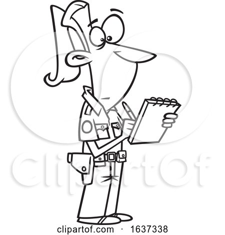 Cartoon Black and White Female Ticket Writer by toonaday