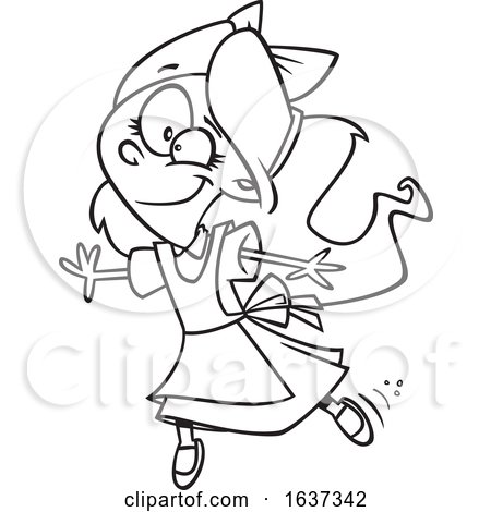 Cartoon Black and White Alice Jumping or Running by toonaday
