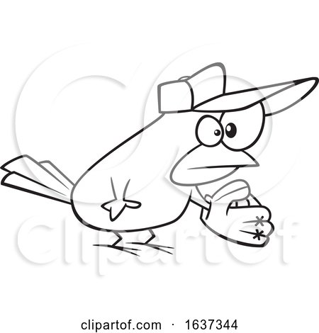 Cartoon Black and White Baseball Bird by toonaday