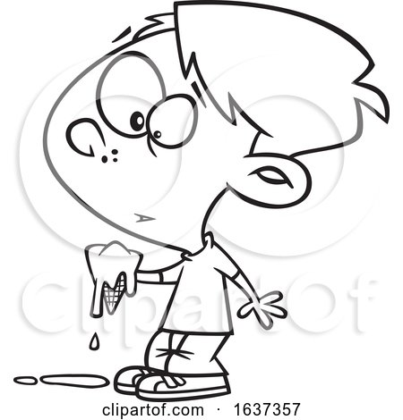 Cartoon Black and White Boy Holding Melting Chocolate by toonaday