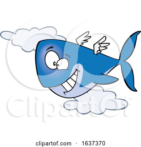 Cartoon Happy Flying Whale by toonaday