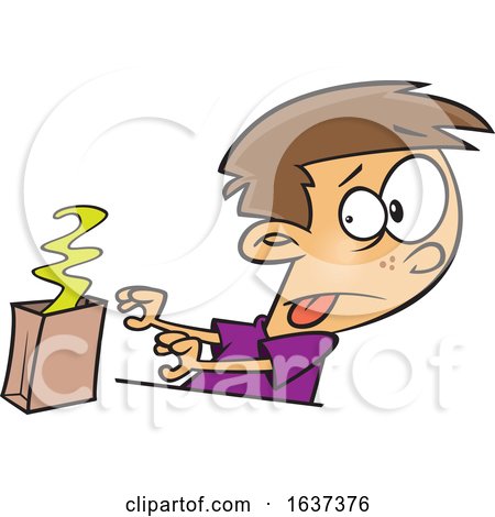 Cartoon White Boy with a Smelly Lunch by toonaday