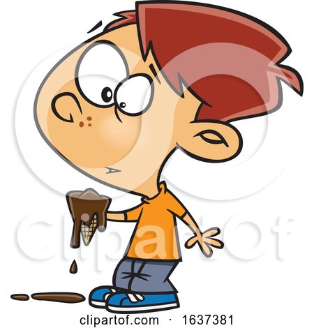 Cartoon Red Haired White Boy Holding Melting Chocolate by toonaday