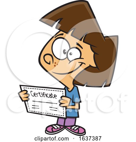 Cartoon Proud Brunette White Girl Holding a Certificate by toonaday
