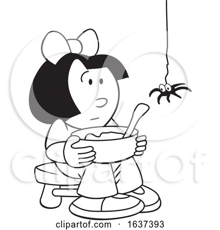 Black and White Little Miss Muffet and Spider by Johnny Sajem