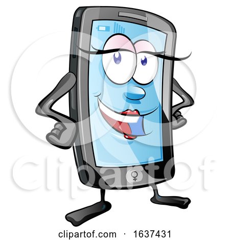 Cartoon Female Smart Phone Mascot by Domenico Condello