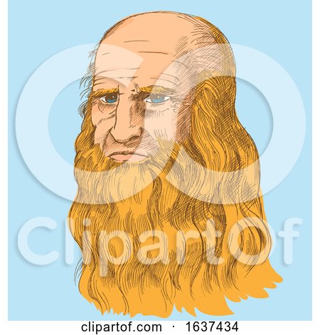 Sketched Portrait of Leonardo Da Vinci by Domenico Condello