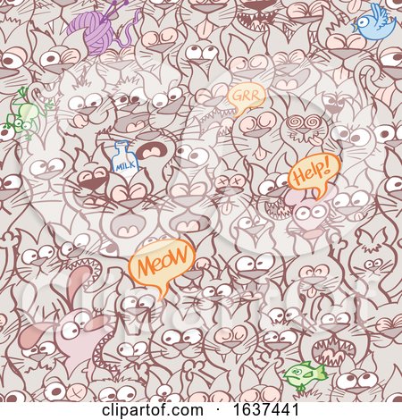 Backgrond of Funny Cat Doodles by Zooco